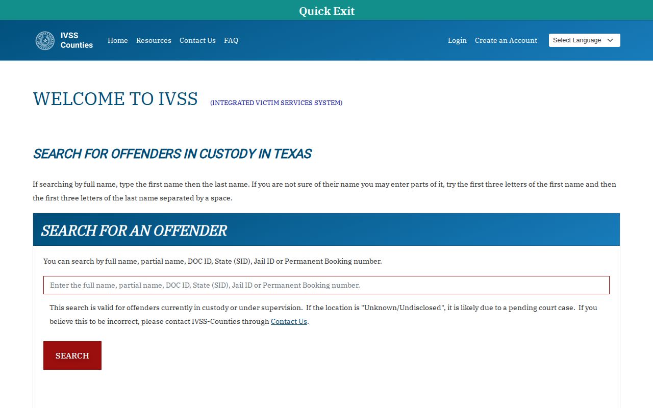 Somervell County IVSS release check portal